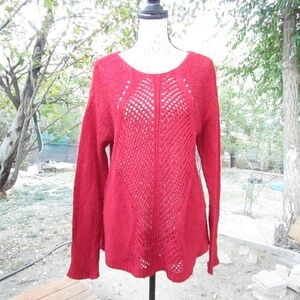 Dex Women's Deep Red Knit V-Neck Sweater